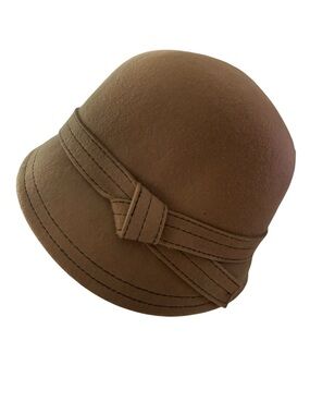 Kate Landry 100% Wool Cloche Bucket Hat Vintage Flapper Style Hat Accent Headban